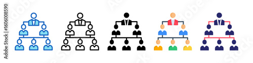 Hierarchical Structure Multiple Style Icon Set Collection.  