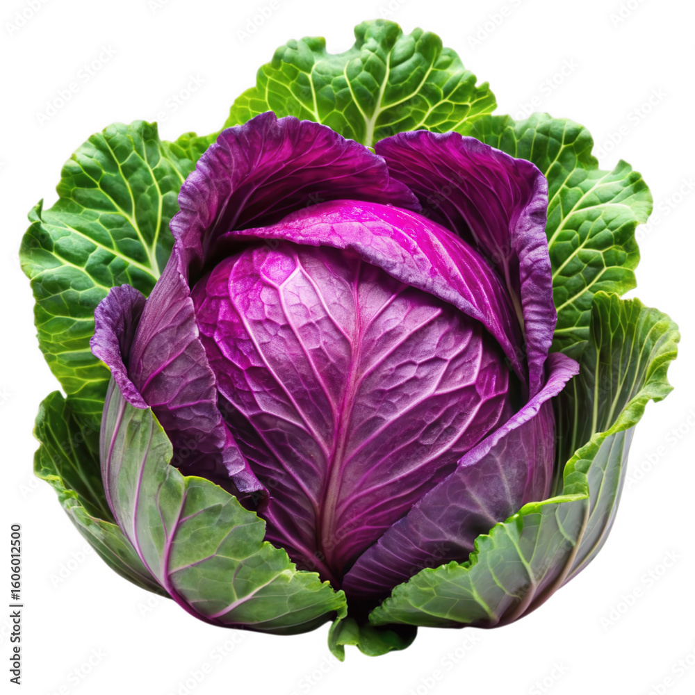 Fototapeta premium Fresh Red Cabbage Isolated on White Background