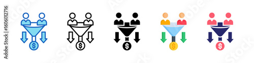Sales Funnel Multiple Style Icon Set Collection.  