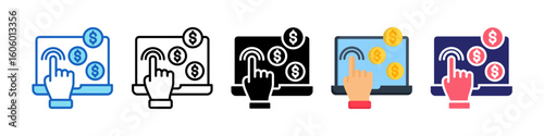 Pay Per Click Multiple Style Icon Set Collection.  