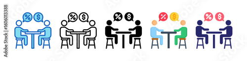 Negotiation Multiple Style Icon Set Collection.  