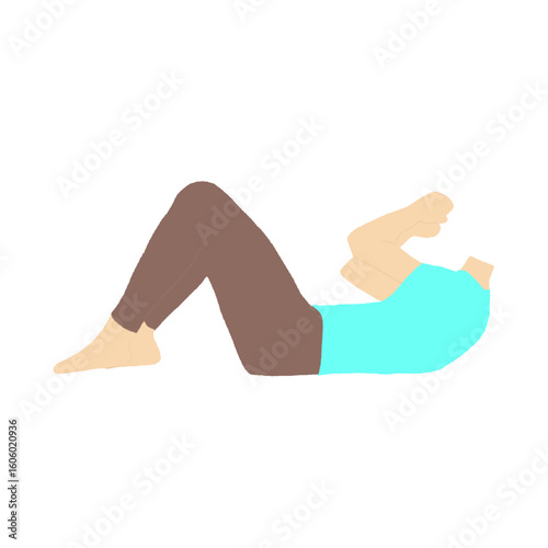 Yoga exercise supine pose with knees bent and arms raised