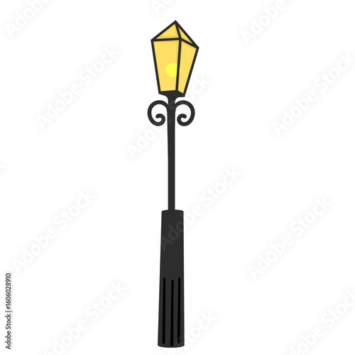 Cartoon Illustration of Vintage Street Light