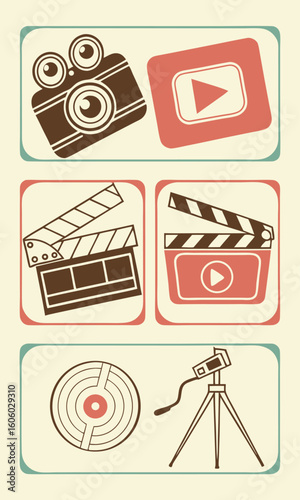 Filmmaking video production icons