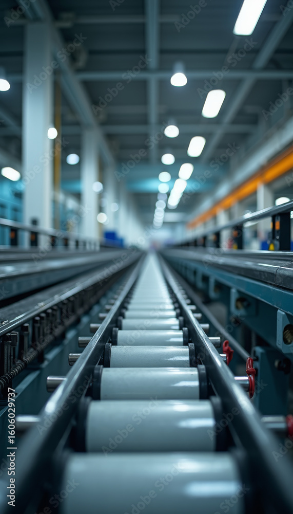 Fototapeta premium Conveyor System Operations in Modern Factory Environment