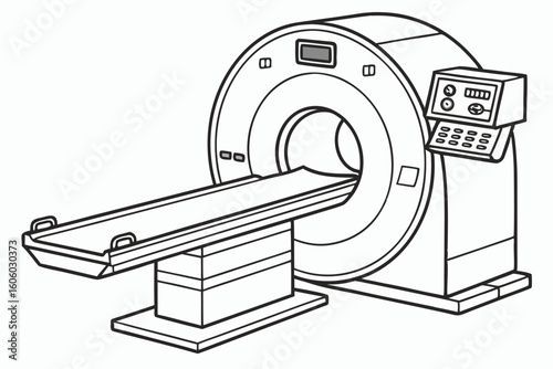 Computed Tomography Scanner Black and White Medical Imaging Device for Diagnostic Purposes in Healthcare Setting