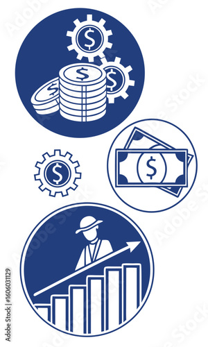 Financial icons set growth trend