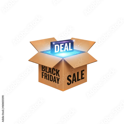 Black Friday 3D Box Offer Tag – Transparent Background PNG