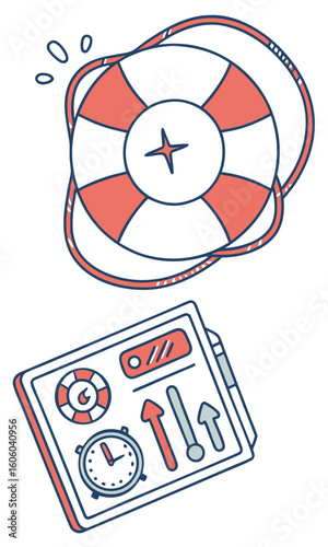 Life preserver and project management illustration