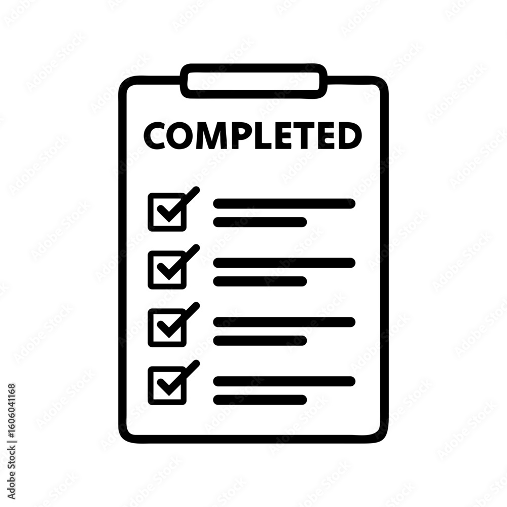 Clipboard with a completed checklist and checkmarks Clipboard with a completed checklist and checkmarks