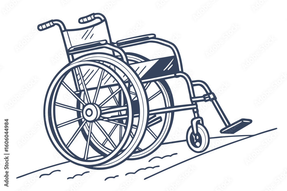 Fototapeta premium Simple Wheelchair Illustration Showing Accessibility and Mobility Aid for People with Disabilities or Limited Mobility