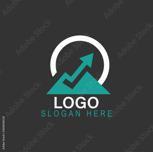 Business Growth Logo Design – Mountain and Arrow Icon for Finance, Analytics, Marketing, or Investment Branding