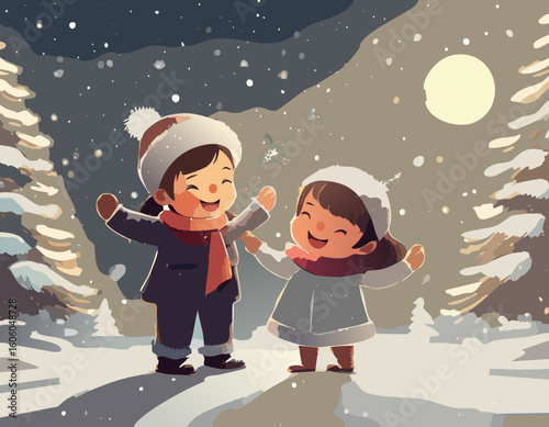雪を喜ぶ子ども