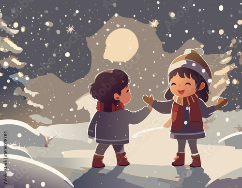 雪を喜ぶ子ども