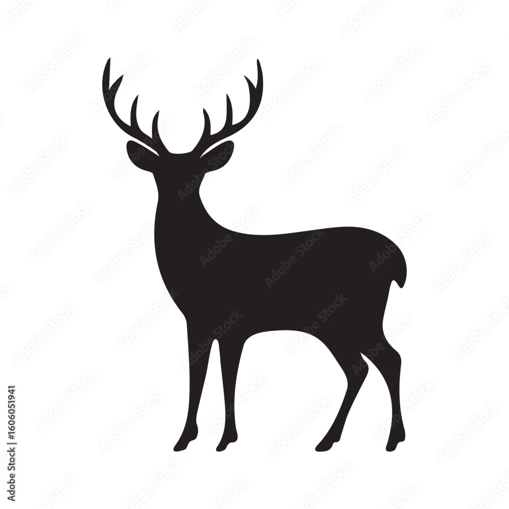 Obraz premium Wild Deer Silhouette Vector On White Background