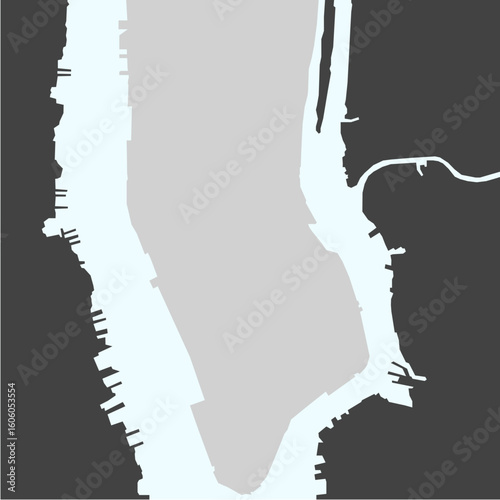 Minimalist vector map of Manhattan – New York City borough outline with waterfronts