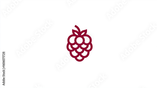 Minimalist Maroon Raspberry Icon, Flat Design for Health Food Logos