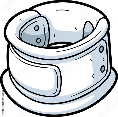 Cartoon Illustration of a White Neck Brace
