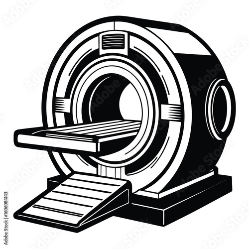 Striking Black and White Illustration of a Medical CT Scanner for Diagnostic Imaging