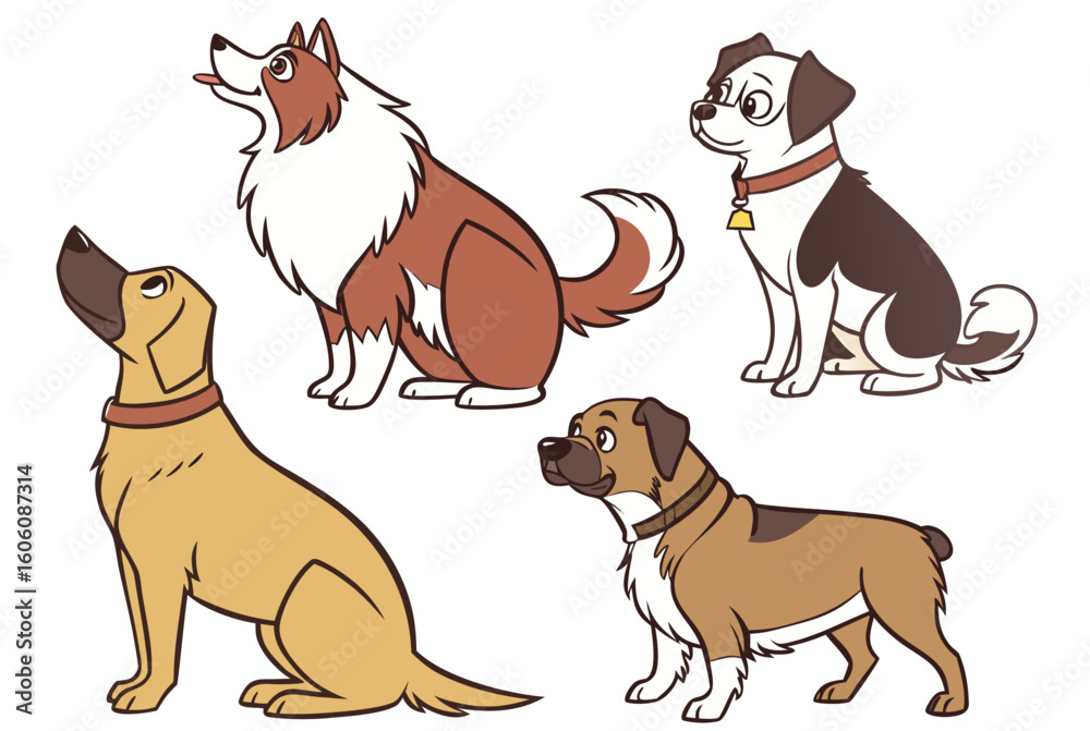 Naklejka premium Mixed Dog Breeds Vector Collection