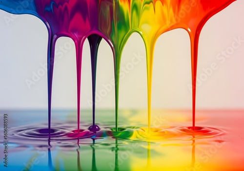 Colorful paint dripping art abstract background rainbow colors vibrant liquid flow creative design bright hues