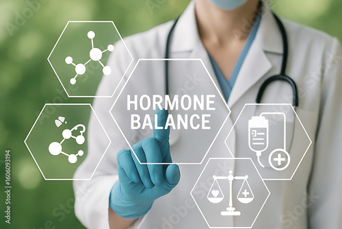 Concept of hormone balance. Hormonal therapy. Hormones treatment medical.new