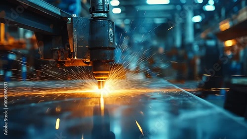 Plasma Cutting: Factory Metal Fabrication Process.