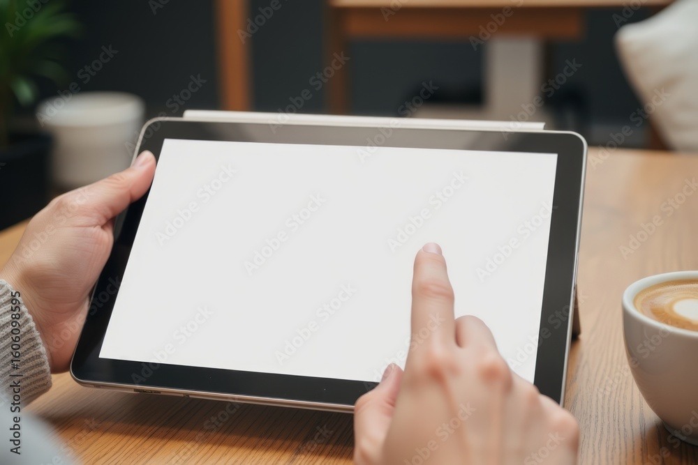 Person using a tablet computer. Person using a tablet computer.