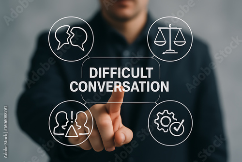 DIFFICULT CONVERSATION. Difficult conversation social business concept.new