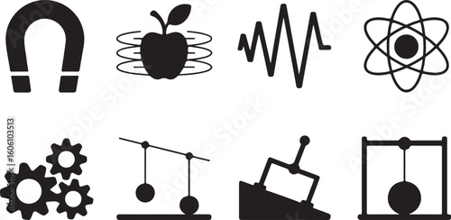 Physics and Science Concepts Icons Set