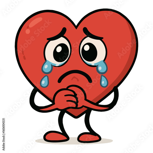Crying Red heart shape illustration