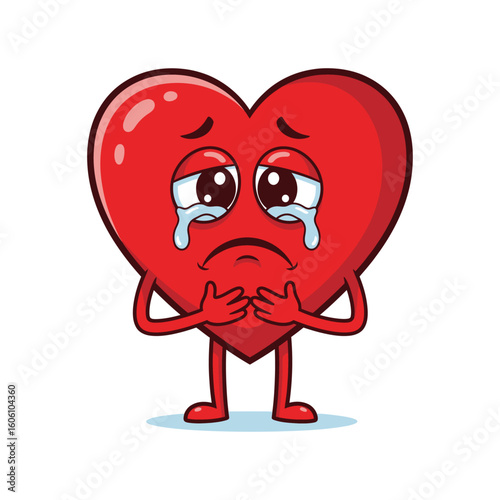 Crying Red heart shape illustration