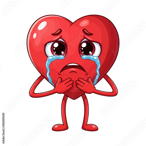 Crying Red heart shape illustration