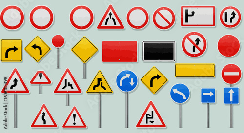 Comprehensive set of diverse and detailed road traffic signs for safe navigation
