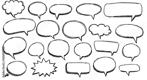 Hand-Drawn Speech Bubbles Set: A Collection of Unique Communication Elements