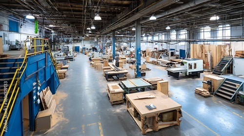 Factory Interior with Woodworking Equipment