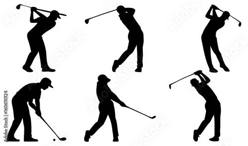 Silhouette of golf player swinging club simple clean vector design perfect for sports logos icons and minimalistic artwork