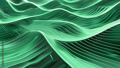 Abstract Emerald and Mint Wave Grid Representing Futuristic Solar Energy Flow