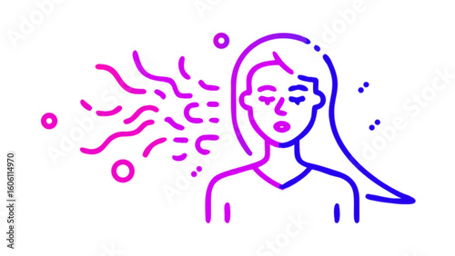 Woman sneezing allergy symptoms illustration vector for health awareness and medical infographic design use