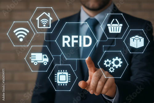 RFID - Radio Frequency Identification Communication Shopping Digital Technology.