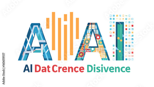 Ai data science and machine learning logo design for technology and innovation company vector graphic