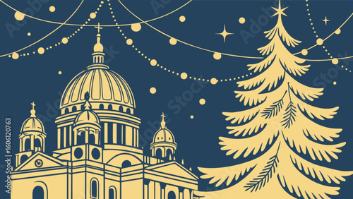 Download christmas tree st petersburg cathedral holiday lights vector design eps svg png for free use