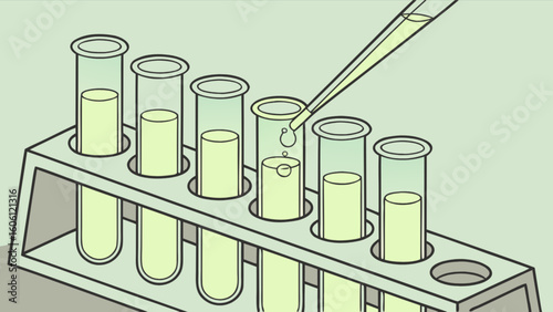 Laboratory test tubes illustration for science experiment and medical research and chemical analysis lab work