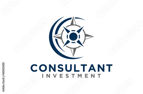 Billede på lærred Compass windrose logo design for Investment consultants business