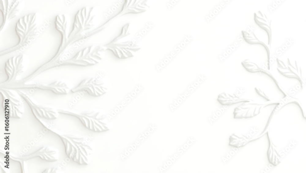 Fototapeta premium White leaves background texture pattern, elegant floral design element for wedding invitation card design