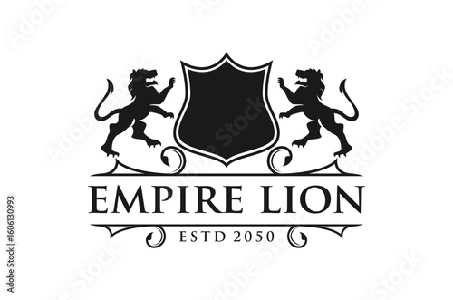 Two golden lions monogram Silhouette logo, Elegant design, perfect for a prestigious brand.