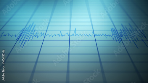 Bild auf Leinwand Dramatic Ominous Polygraph Test with Failed Lines - Blue Version