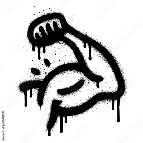 Isolated Black Graffiti Style Bicep Muscle Flexing Arm on White