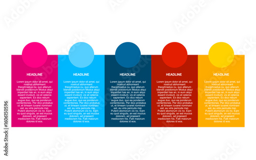 Infographic template with colorful headlines and text blocks for your creative presentations.