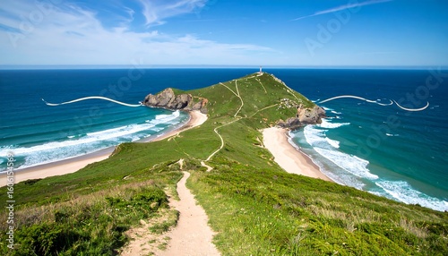 Coastal landscape with lighthouse
